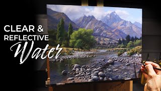 Realistic Painting Techniques in Oils to Take your Landscapes up a notch  How to paint WATER [upl. by Jacynth]