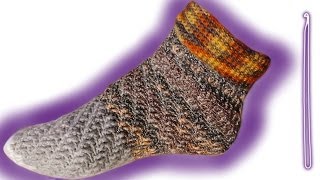 WirbelSocken ohne Ferse häkeln lernen für Linkshänder [upl. by Dotty]