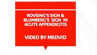 WHAT IS ROVSINGS SIGN amp BLUMBERGS SIGN IN ACUTE APPENDICITIS  LEARN IN 1 MINUTE VIDEO BY MEDVID [upl. by Aldous]