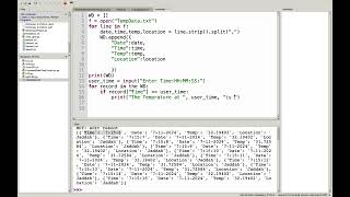 Read File  Save Data in Dictionary  Ask User Enter Time  Print Temprature for That Time in Python [upl. by Breh271]