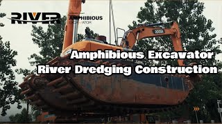 Amphibious excavator river dredging construction [upl. by Akiemat]