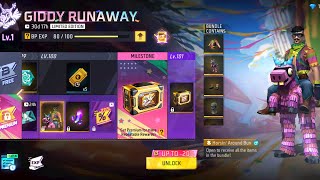 freefire GIDDY RUNAWAY BOOYAH PASS 🥳 ALL REWARD 🙄  01122024  🤔 [upl. by Camel866]