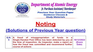 Noting  Solutions  Previous year paper  DPS DAE JPA JSK RECRUITMENT [upl. by Haroved]