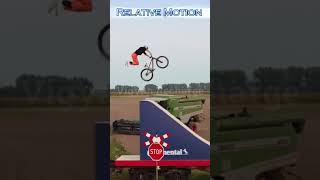 Professional stunt cyclist showing relative motion concept physics [upl. by Namar]