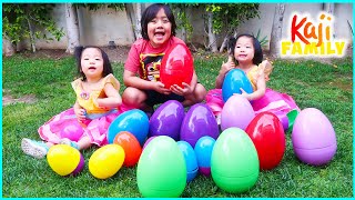 Giant Easter eggs Hunt in the backyard with Ryan Emma and Kate [upl. by Anned256]