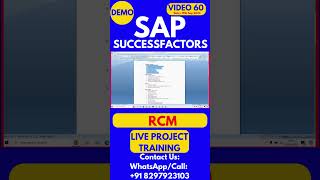 SAP SuccessFactors RCM Training Video 60 19 Sep 2024 sapsuccessfactorstraining [upl. by Adlemi]