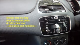 Fiat Punto Evo 2009 2015 radio removal amp refit guide  part numbers used [upl. by Tuchman]