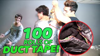 WRAPPED IN 100 ROLLS OF DUCT TAPE 100 layers CHALLENGE [upl. by Nylaf]