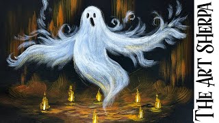 Dancing Ghost 🌟🎨 How to Draw and Paint tutorial for Beginners 13 days of Halloween [upl. by Cohlette]