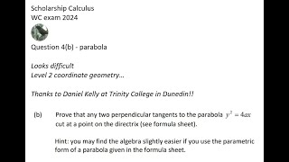 WC Scholarship Calc 2024 exam Q4b [upl. by Eigroeg]