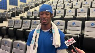 Boise State wide receiver Prince Strachan talks with the media ahead of Nevada game [upl. by Keil757]