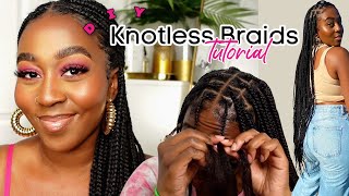 HOW TO DO KNOTLESS BOX BRAIDS ON YOURSELF  Detailed amp Beginner Friendly  My First Time ❤️ [upl. by Agon]