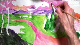 Fauvism Landscape Painting quotmedium shapes with bright colors and blending part 37MOV [upl. by Ragnar]