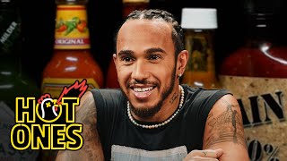 Lewis Hamilton Goes Full Send While Eating Spicy Wings  Hot Ones [upl. by Iives]