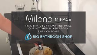 Milano Mirage  Modern Deck Mounted Pull Out Kitchen Mixer Spray Tap  Big Bathroom Shop [upl. by Atinnod]