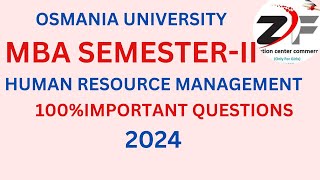 OU MBA SEMII HUMAN RESOURCE MANAGEMENTHRM 💯 IMPORTANT QUESTIONS 2024😮viralvideo👆 [upl. by Stelle]