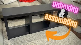 Unboxing amp Assembling the WLIVE TV Stand with LED Lights [upl. by Gronseth]