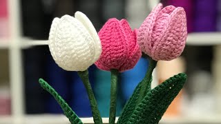 Crochet blooming tulip easy tutorialMini tulip [upl. by Micheline424]