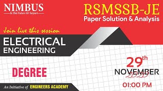 RSMSSB JE Paper Analysis amp Solution  Electrical Engineering  RSMSSB Paper Solution 29 Nov 1 PM [upl. by Ihcekn]