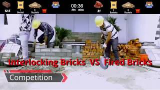 Interlocking Bricks CSEB vs Fired Brick  1 min competition  1m2 Wall [upl. by Navek]