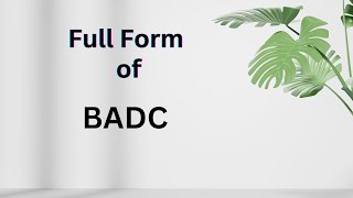 Full form of BADC [upl. by Hanser]