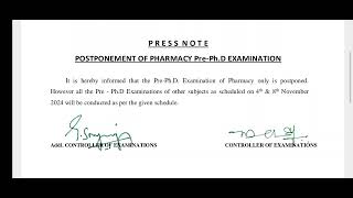 KU pharmacy Pre Phd exams postponement [upl. by Amelina552]