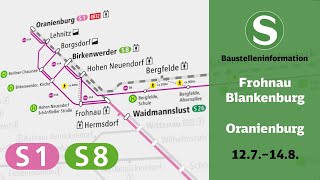 SBahn Berlin Baustelleninformation  FrohnauBlankenburg  Oranienburg S1S8 [upl. by Artenehs]