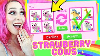 Trading Only NEW STRAWBERRY COWS in Adopt Me Roblox Adopt Me Pet Trading [upl. by Rosati]