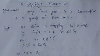 77 Cayleys Theorem state and proof  every group is isomorphic to permutation group  AdnanAlig [upl. by Eddy]