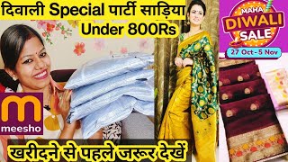 Diwali Dhamaka Meesho Saree Haul Under 800 Rs Karwachauth SpecialLatest Designer Meesho Saree Haul [upl. by Rolyab45]