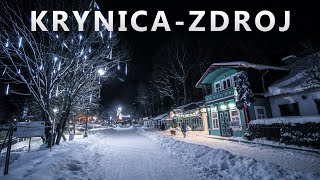 BEAUTIFUL WINTER IN KRYNICAZDROJ  Poland in night 2021 4K [upl. by Elohcan]