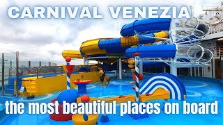 CARNIVAL VENEZIA tour  WATER SLIDES  AQUALAND  Carnivals first Fun Italian Style cruise ship [upl. by Frances]