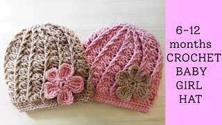 How To Crochet the Cutest Baby Girl Hat in Size 612 Months For Beginners [upl. by Ave]