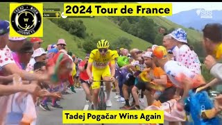 Tadej Pogačar Wins Again  2024 Tour de France  Solo Attack 4km  Stage 14 [upl. by Ender]