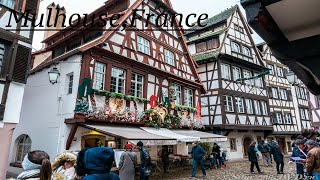 Walk in the city center of Mulhouse during the Christmas market France Part 3 [upl. by Hestia191]