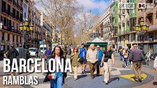 Barcelona La Rambla Complete Tour  The Legendary Boulevard  🇪🇸 Spain 8K HDR Walking Tour [upl. by Valli]