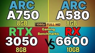 Intel arc a580 VS RX 6600 VS RTX 3050 VS Arc a750 VS Arc a770 VS RX 6600 XT VS RX 6500 XT VS 7600XT [upl. by Nwahs]