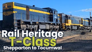 3 Heritage TClass Locomotives running together on the Tocumwal Line  Historic Trains [upl. by Esilrahc991]