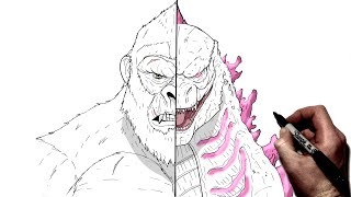 How To Draw Godzilla X Kong  Step By Step  New Empire [upl. by Silden512]