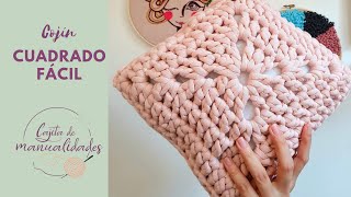 APRENDER A TEJER  cojin tejido en crochet  cuadrado tejido  Ganchillo Paso a Paso DIY [upl. by Granese]