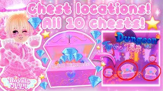 ALL 10 CHEST LOCATIONS💎 EASY  HOW TO COMPLETE QUESTS⭐️  Royale High Chest Locations Roblox💖🏰 [upl. by Esiuqcaj]