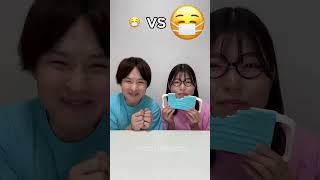 Big Mask Vs Small Mask Eating challenge 🤣shortstrendinghumanitychallengeytshortsviral [upl. by Kemme]