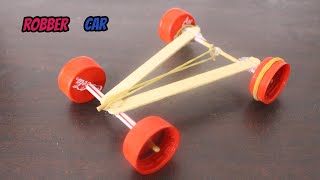 How to make Rubber Band Powered CAR diy toy car [upl. by Gomar]