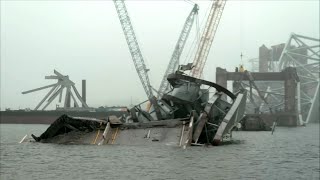 Firsthand look at Baltimore bridge disaster as crews race to clear the wreckage [upl. by Amatruda628]