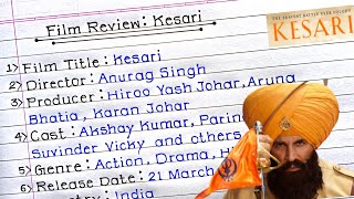 Kesari Film Review Writing Class 12 Film Review Writing Class 12 on KESARI movie [upl. by Fayina834]