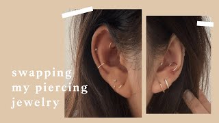 swapping my piercing jewelry for a curated ear  inspiroue [upl. by Yevi]