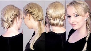 Sommerfrisuren SchuleAlltag  meine quotZwirbelquot Styles  Zopf OHNE Haargummi [upl. by Ahsaeym]