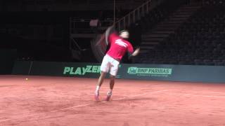 Davis Cup Wednesday practice Wawrinka and Lammer [upl. by Octavla]