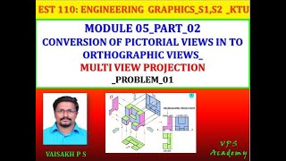 PROBLEM01MULTI VIEW PROJECTIONEST 110 ENGINEERING GRAPHICSKTUMODULE5PART2 [upl. by Taylor31]