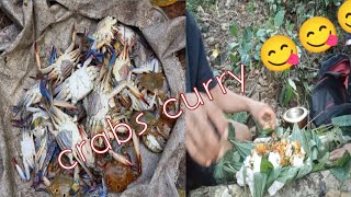 catch crabs in river for food crabs cooking with green leave amp eating [upl. by Nibuz]